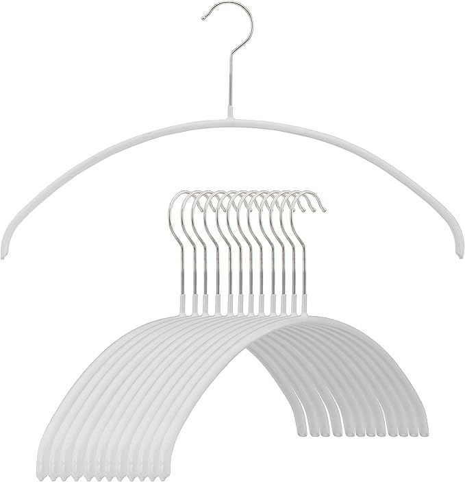 Mawa by Reston Lloyd Euro Series Non-Slip Space Saving Clothes Hanger for Shirts & Dresses, Style 40/P, Set of 12, White