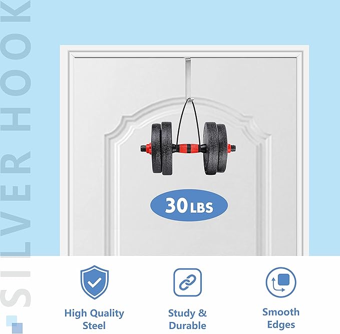 10 Pack Over The Door Hook, Sturdy Over Door Z-shaped Metal Hanger Heavy Duty Metal Hook Upgraded for Hanging, Towels, Clothes, Bags, Cubicle, Bathroom Use Fits 1 3/4 Inch Thick Doors (Silvery)
