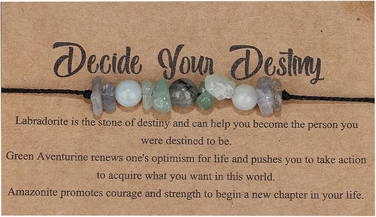Chakra Gravel Beaded Bracelet with Wish Card for Women Men Adjustable Braide String Spiritual Crystal Stone Bracelet Yoga Meditation Anxiety Relief Jewelry Birthday Gift