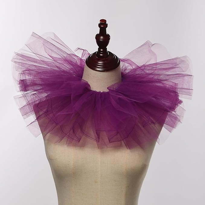 BLESSUME Victorian Retro Mesh Neck Ruff Ruffle Collar Layered Clown Neck Collar