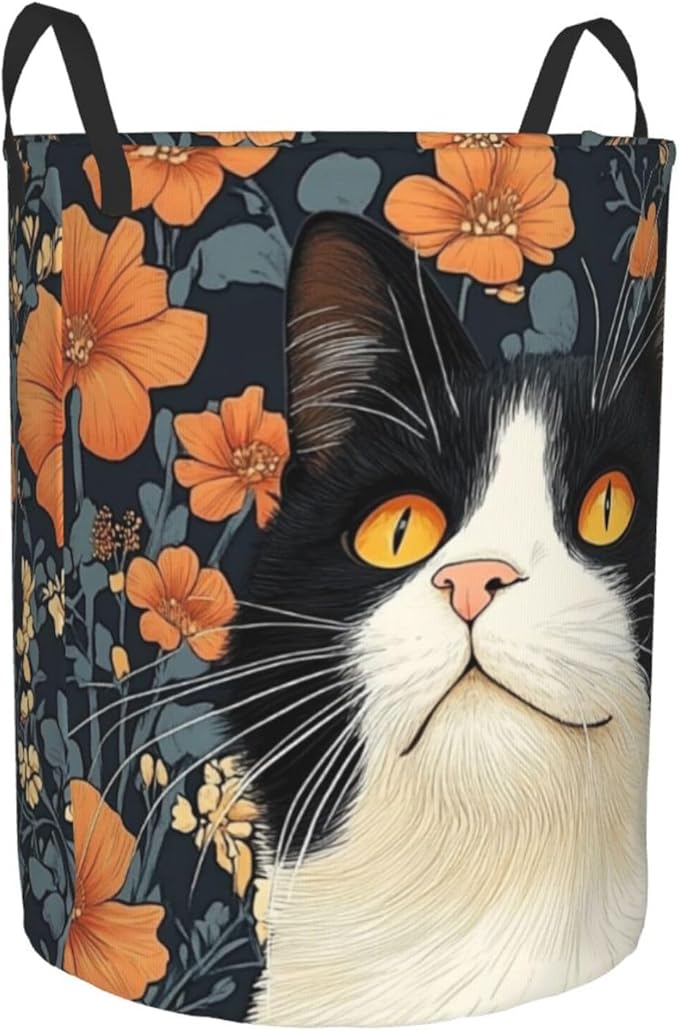 Cute Cat Print Laundry Basket For Storage Bins Gift Baskets Bedroom Clothes Hamper