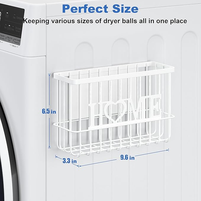Dryer Ball Holder, Thipoten Magnetic Dryer Ball Storage for Laundry Room, Perfect Space Saver for Holding Dryer Balls of Various Sizes (White)