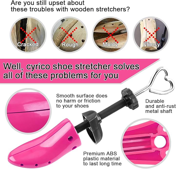 cyrico Shoe Stretcher Women 4-way Shoe Expander Widener Shoe Tree Shape for Wide Feet