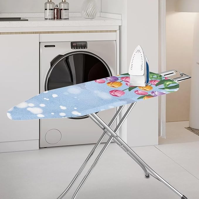 Flashideas Colorful Flowers Ironing Board Cover Universal Stretchy Stain Reisstant Cover for Ironing Board with Adjustable Straps Ironing Board Accessories