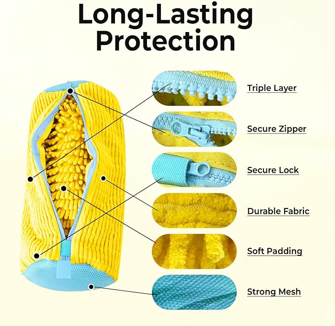 2PCS Shoe Washing Machine Bag with Pair of Shoes Tree and 4 Deodorizer Balls, Durable Zipper Reusable Shoe Washing Bag with 20000+ Fluffy Fiber Lining For 360° Cleaning for Sneakers