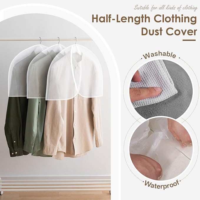25 PCS Shoulder Covers for Hanging Clothes, Garment Shoulder Covers Cloth Dust Cover for Closet, Plastic Clothes Hanger Cover for Hanging Suit, Coat, Jacket, Dress (24'' X 18")