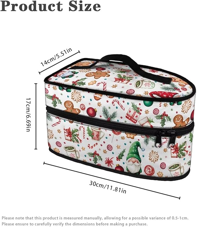 Christmas Iron Storage Bag with Zipper Closure Fits for Accessories Travel Irons Lightweight Handheld Iron Case Storage for Traveling Home, Santa Claus Gift