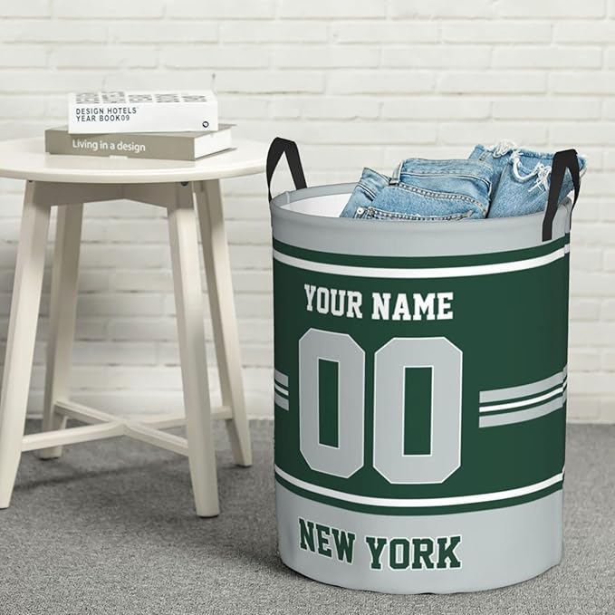 New York Laundry Hamper Personalized Laundry Basket Customized Name And Number Collapsible Storage Basket for Bedroom Bathroom Living Room Gifts