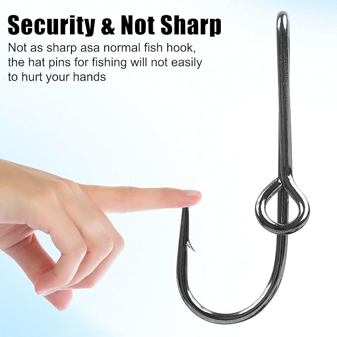 10PCS/20PCS Fishing Hook Hat Pins for Hat,Fish Hook Hat Clip for Hat Tie Clasp Fashion Trend Hat Decoration Gold Balck