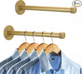 Sumnacon 2 Pcs 14 Inch Industrial Pipe Clothes Bar - Heavy Duty Rustic Metal Coat Hanger with Screws,Wall-Mounted Garment Holder Rack for Bedroom Bathroom Wardrobe Boutique Clothing Store,Gold