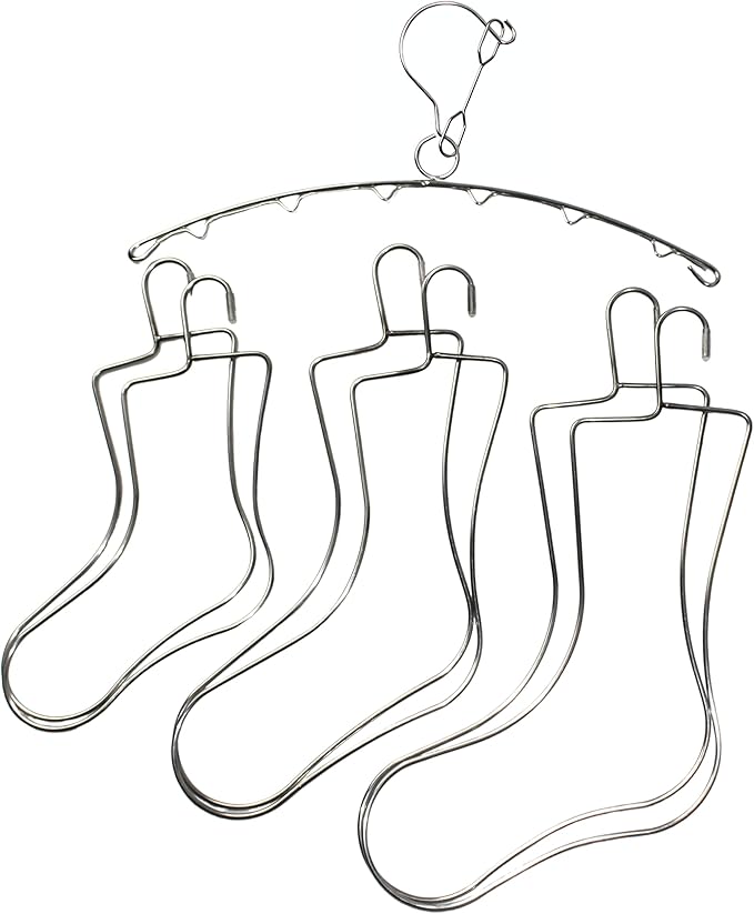 SILLY MONKEY Junior Kids Size Sock Blockers and Laundry Drying Hanger Rack Stainless Steel, Complete with 3 Pairs of Small Medium Large Sock Blockers for Fast Drying and Displaying Hand Knitted Socks
