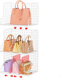 Sonyabecca Purse Storage Organizer for Closet : Adjustable 3-Pack Dividers Handbag Organizer - Stackable Wire Handbags Storage Baskets -Open Cabinets Wallets Tote Chain Bags Clutches -White