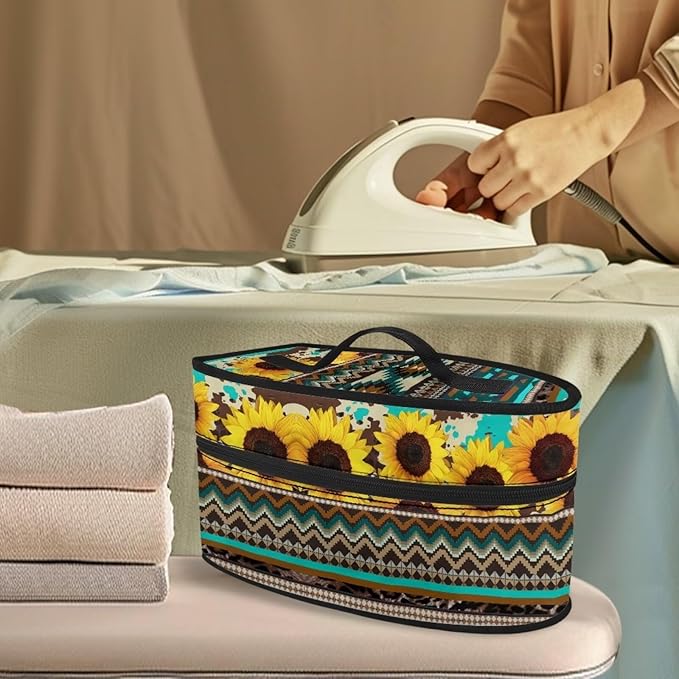 Indian Sunflower Iron Portable Storage Bag for Clothing Store Reusable Easy to Clean Steam Iron Storage Case with Zipper Closure