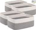 OIAHOMY 4 Pack Storage Baskets for Organizing, Small Bins for Shelves, Cute Decorative Storage Bins, Organizer Baskets for Gifts Empty, 13.8''Lx9.8''Wx5.5''H, Grey/White