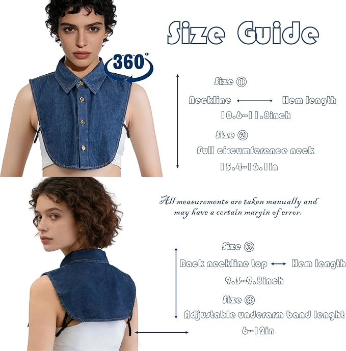 Denim Detachable Collar Faux Dickey Half Shirt Blouse False Decorative Choker