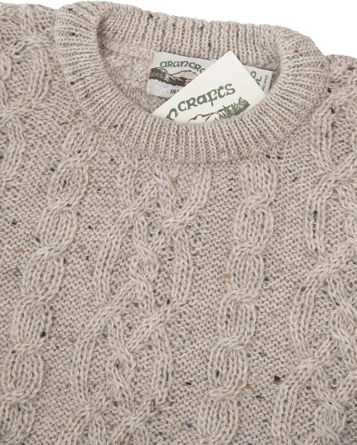 Aran Crafts Basket Stitch Crew Neck Sweater (100% Wool)