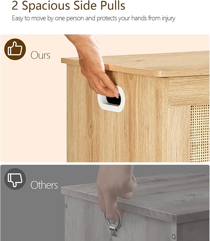 usikey 39.4” Storage Chest, Toy Box with 2 Safety Hinges, Toy Chest for Bedroom, Storage Bench with Storage, Shoe Bench, Supports 220 lb, for Living Room, Entryway, Natural