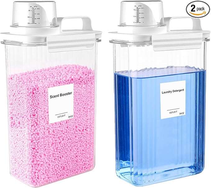 94 OZ Laundry Detergent Dispenser, Laundry Soap Dispenser, Fabric Softener Dispenser, Liquid Laundry Detergent Container, Laundry Room Organization and Storage, 2 Pack