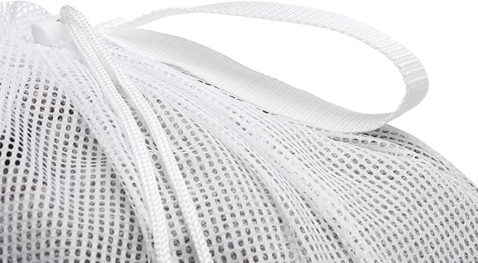 Mesh Laundry Bag With Drawstring For Delicates, Washing Machine,Traveling,College,Dirty Clothes/Net Big Size Heavy Duty Reusable Door Foldable/Garment White 2 Pack