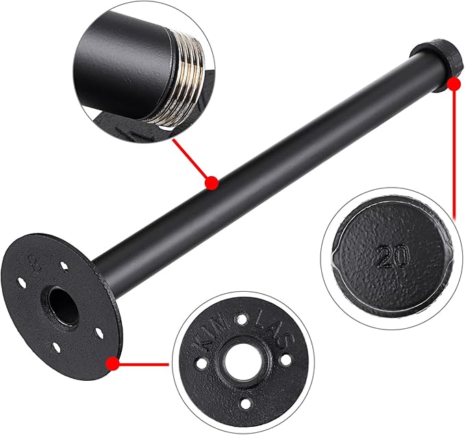 Sumnacon 2 Pack 14 Industrial Pipe Wall Mounted Clothing Rack Bar -- Metal Garment Bracket Frame