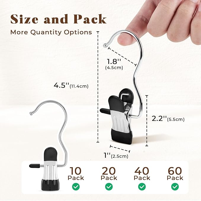HOUSE DAY Metal Legging Organizer for Closet, Yoga Pants Hangers Pack of 60 with Rubber Coated Clips, Space Saving Storage for Boots, Workout Sets, and Hats