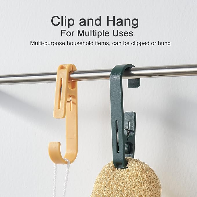Large Laundry Hook Clothes pins 12pcs Sock Clip Laundry Clips with Springs, Strong Plastic Clothes Drying Line Pegs