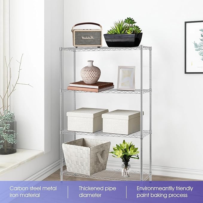 YRLLENSDAN Heavy Duty 4-Tier Wire Shelving Unit – NSF Certified Adjustable Metal Storage Rack for Kitchen, Garage, Pantry – 1000 lbs Capacity – 36" W x 14" D x 54" H