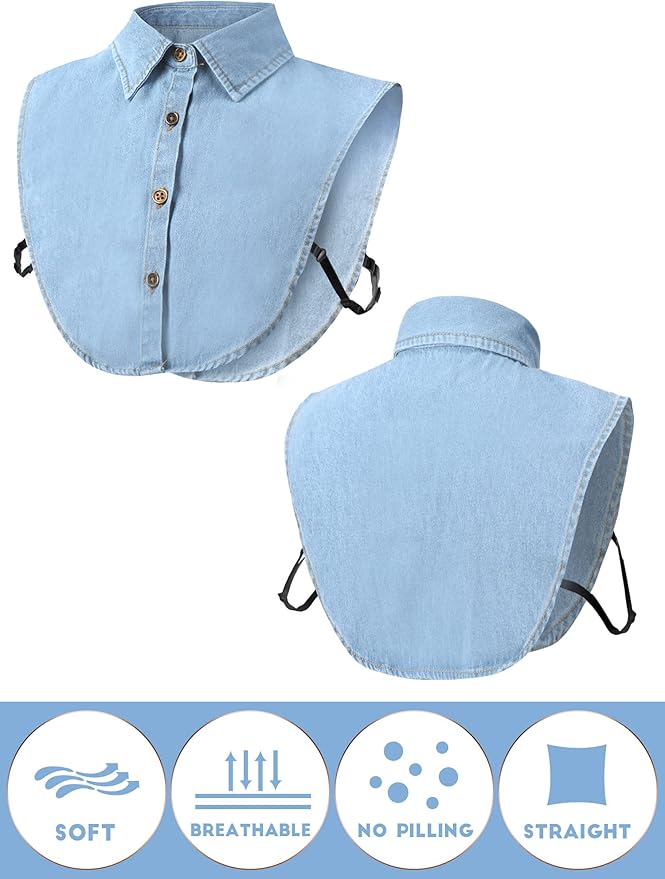 Syhood 4 Pcs Fake Collar Detachable False Dicky Collar Half Shirts Round for Women Outfits Halloween Costume Accessories