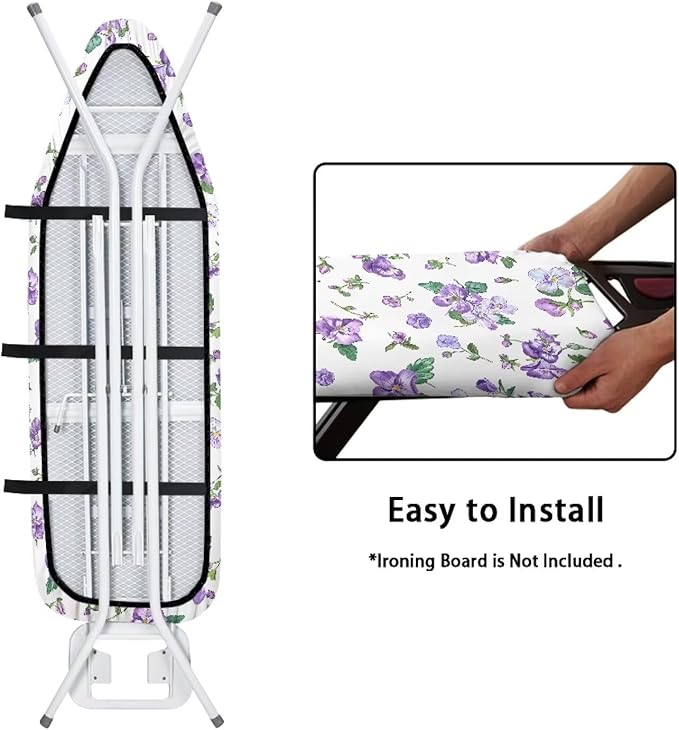 Floral Ironing Board Cover,Iron Board Cover Standard Size,Ironing Board Cover,Wide Ironing Board Cover,Sunfloral Print Purple XX-Large