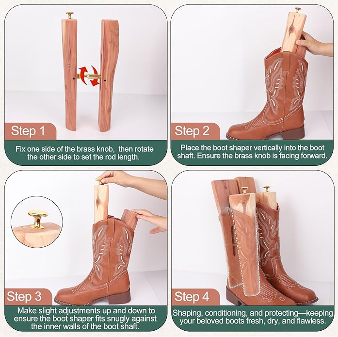 Cedar Boot Tree Shaft Shaper, Tall Boot Inserts Shape Holders,Cedar Cowboy Boots Tree for Men & Women