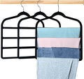 Velvet Pants Hangers Space Saving Hangers Closet Organizer for Jeans Slack Trousers Scarf Tie Pants Rack Leggings Hanger Non-Slip Hangers Multiple Clothes Holder (Black, 3)