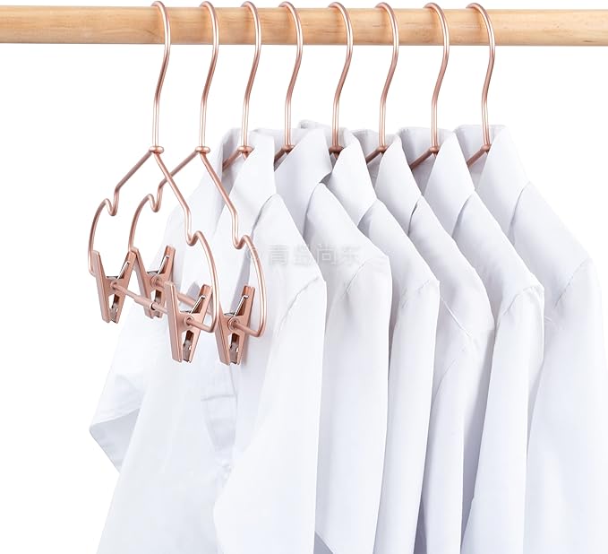 Metal Hangers Baby Clothes 12.5" Rose Gold Clips Hanger Children Kids Pants Hanger Display and Storage 10Pack