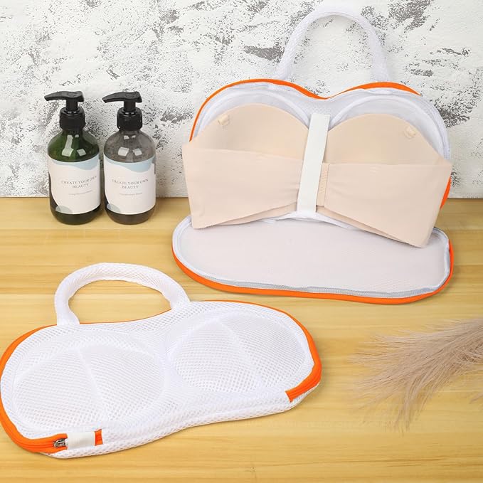 3Pcs Bra Wash Bags for Laundry Lingerie Underwear Brassiere Bag Set for Washing Machine Suitable for Women Delicates Bra Yellow(D to E Cups)