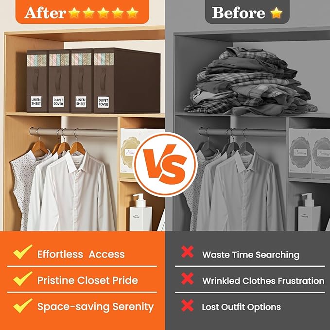WOWBOX Sheet Organizers and Storage,Closet Bed Sheet Organizer Under Bed Storage and Organization with Label Cards & Clear Window for Bedding Sheets,Duvet Covers,Blankets (3 Pack，Brown)
