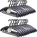 20 Pack Heavy Duty Plastic Hangers 25lb Capacity Swivel Hook Clothes Hanger Wide Shoulder Jacket Hangers Thick Winter Coat Hanger (Black)