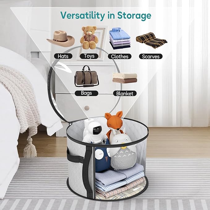 AOODA Oversized Clear Hat Storage Bag, Holds up to 7 Caps Cowboy Hat Organizer for Closet, Wide Brims Hat Case with Carrying Handles (Grey)