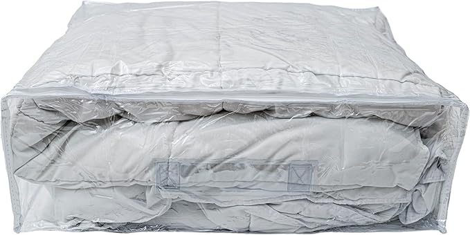 Set of 5 Clear Vinyl Zippered Storage Bags 22 x 18 x 7.5 Inch With Handle