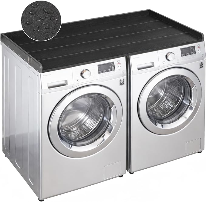 Washer Dryer Countertop, HDPE Laundry Countertop with Edge Rails, No-Installation-Black