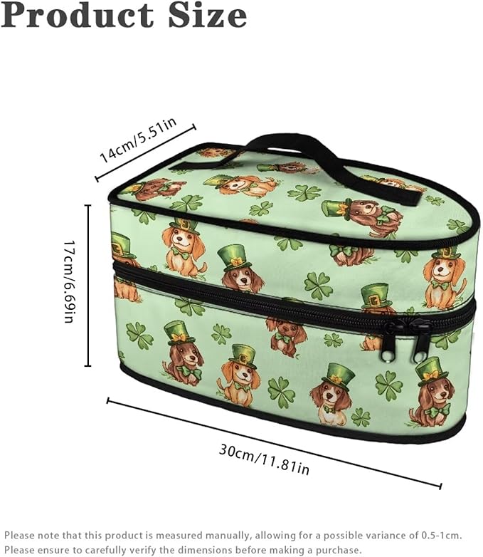 Saint Patricks Day Iron Storage Bag Fits Traveling Outing Lightweight Cute Iron Storage Case Protective Carrying Bag with Smooth Zipper, Beagle Four Leaf Clover