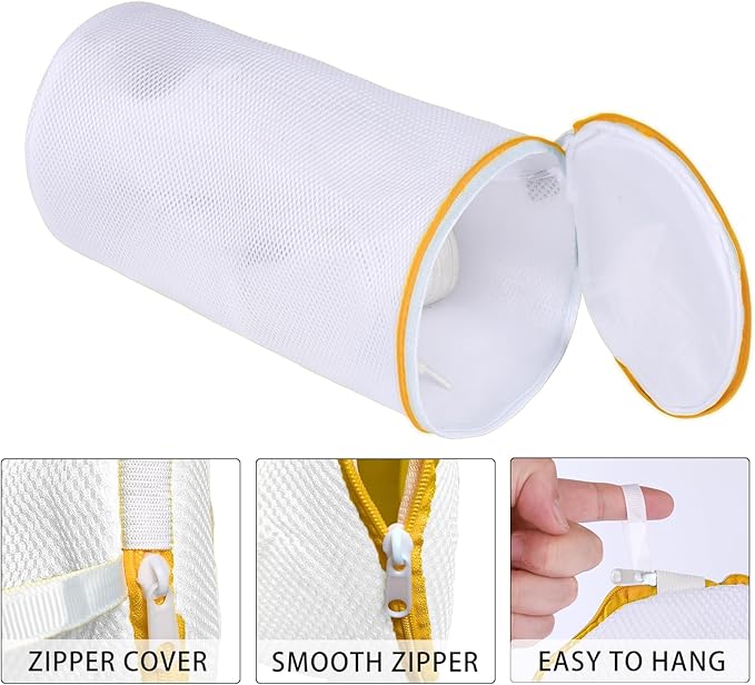 Shoe Washing Machine Bag, Laundry Shoe Bag for Washer and Dryer, White Sandwish Mesh, 2L(8x15in)