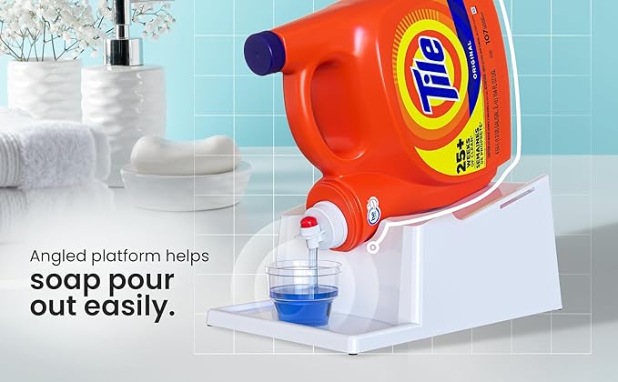 Skywin Efficient Liquid Detergent Holder and Organizer -1 Pack Soap Cup Storage Tray - Drip Tray - Laundry Detergent Dispenser Pedestal (White, 1)