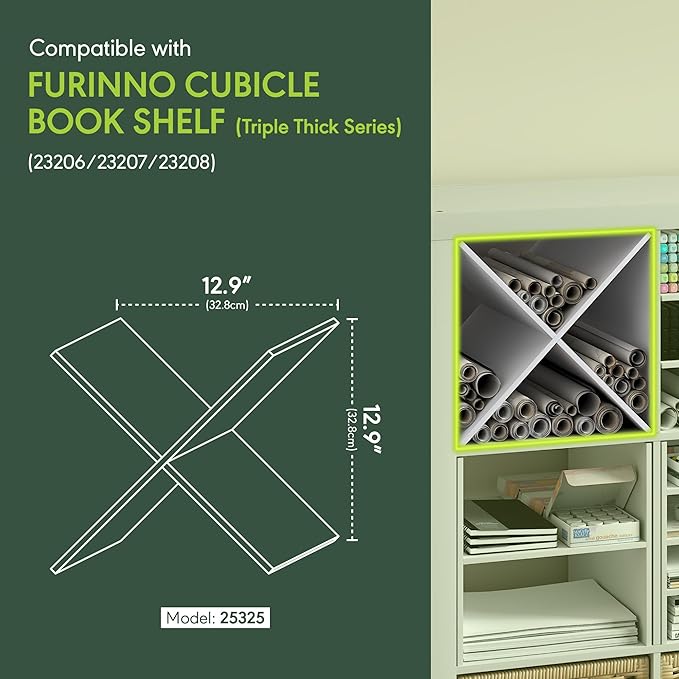 Furinno Cubicle Cube Insert, X-Shelf Cube Organizer, 3-Shelf Accessory, Fits into Furinno Triple Thick Cubes, IKEA Kallax, for Organizers and Storage, White