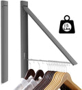 Wall Mounted Clothes Drying Rack - Foldable Space Saving Design, No Drill Installation, 65lb Heavy Duty Capacity, Rust-Proof Aluminum Alloy for Laundry Room (Gray)