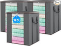 120L Extra Large Clothes Storage Bags, 3 Pack Blanket & Clothing Storage Bins, Foldable Closet Organizers with Clear Window and Reinforced Handles for Clothing, Blankets, Bed Sheets and Pillows