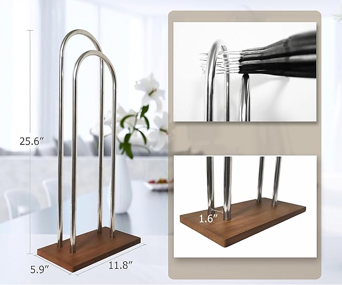 Clothes Hanger Organizer Stand, Portable Wood Storage Rack, Velvet Small Hanger Holder for Closet & Laundry (Small - 25.6”H)