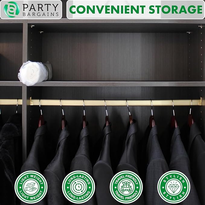 PARTY BARGAINS 60 x 24 Inch Disposable Clear Garment Bags, 100 Pack – Heavy-Duty Plastic Clothes Covers for Suits Dresses Coats, Closet & Travel