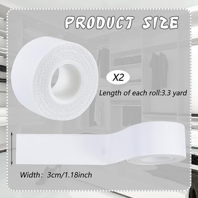 Jecery 2 Rolls 2 Rolls Sweat Pads Collar Protectors for Men Shirts, Disposable White Shirt Neck Tape, Dress Hat Collar Self Adhesive Invisible Liner Patch Against Sweat Stain (1.18 Inch)