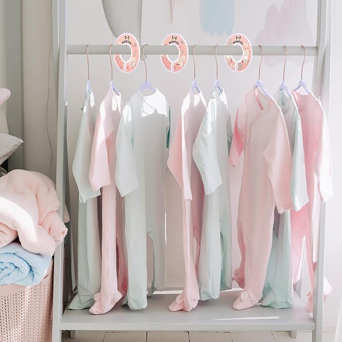 VIS'V Baby Hangers, 11 Inch Velvet Kids Hangers with 6 Pcs Clothes Size Dividers, Infant Toddler Nursery Closet Organization, Non Slip, Lavender, 30 Pcs