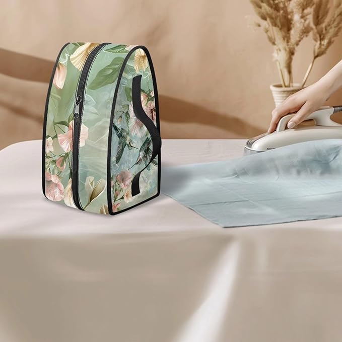 Hummingbird Iron Portable Storage Bag for Travel,Floral Fade Resistant Protective Carrying Bag Compatible with Full-Size Iron with Handle Zippered Bag,Case Only