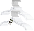 Clear Plastic Hangers 50 Pack, Heavy Duty Clothes Hangers with 360° Swivel Hook, 2.1" Ultra-Wide Non-Slip Notches & Non-Slip Grips for Dresses, Shirts, Coats, Suits